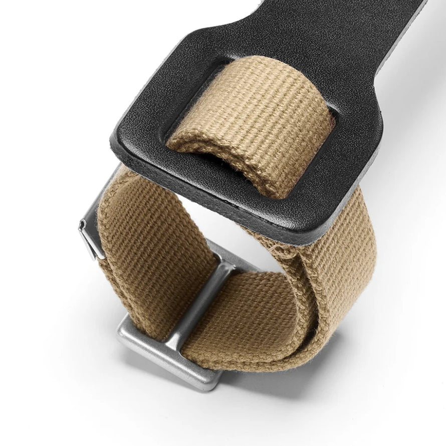 Sangle de portage vélo Brooks Leather Portage Strap en cuir et toile beige pour un transport confortable et stylé