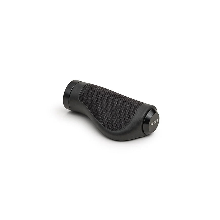 Poignées vélo Brooks Ergonomic Rubber Grips en caoutchouc ergonomique noir, confort et étanchéité assurés