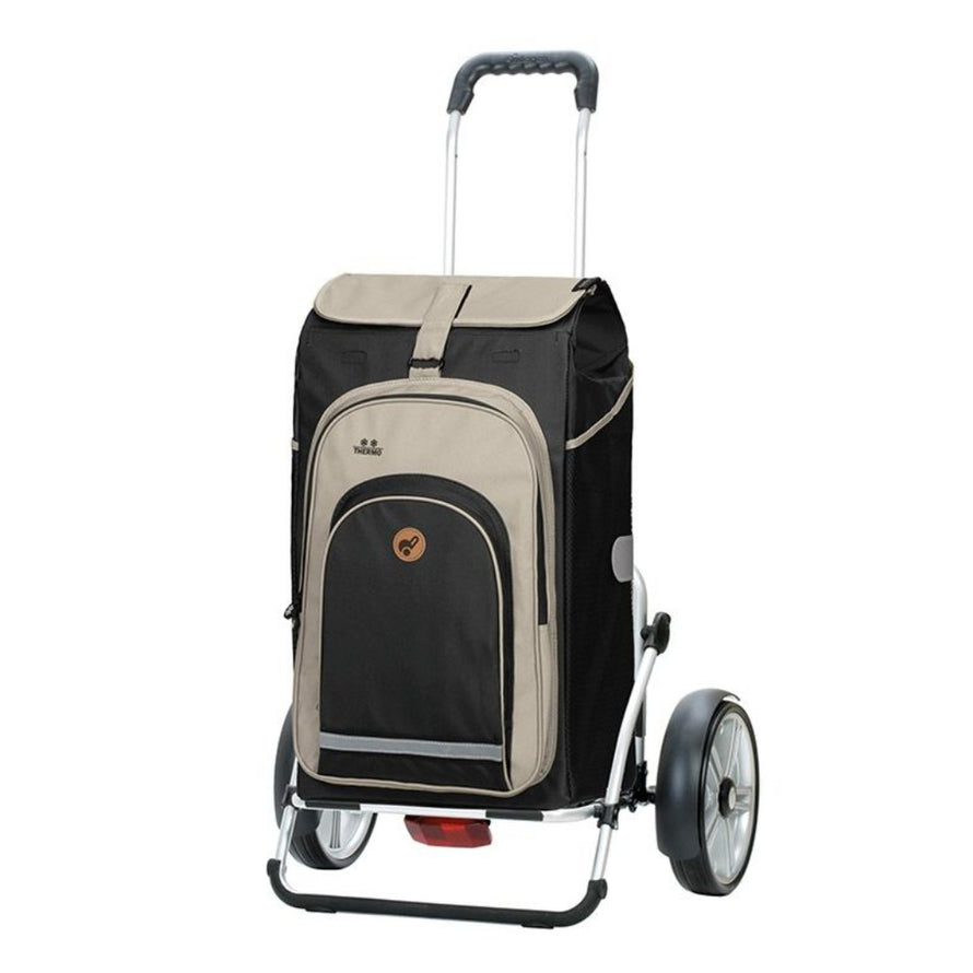 Caddie vélo Andersen Royal Plus avec sac isotherme 62L noir taupe, parfait pour courses et balades à vélo