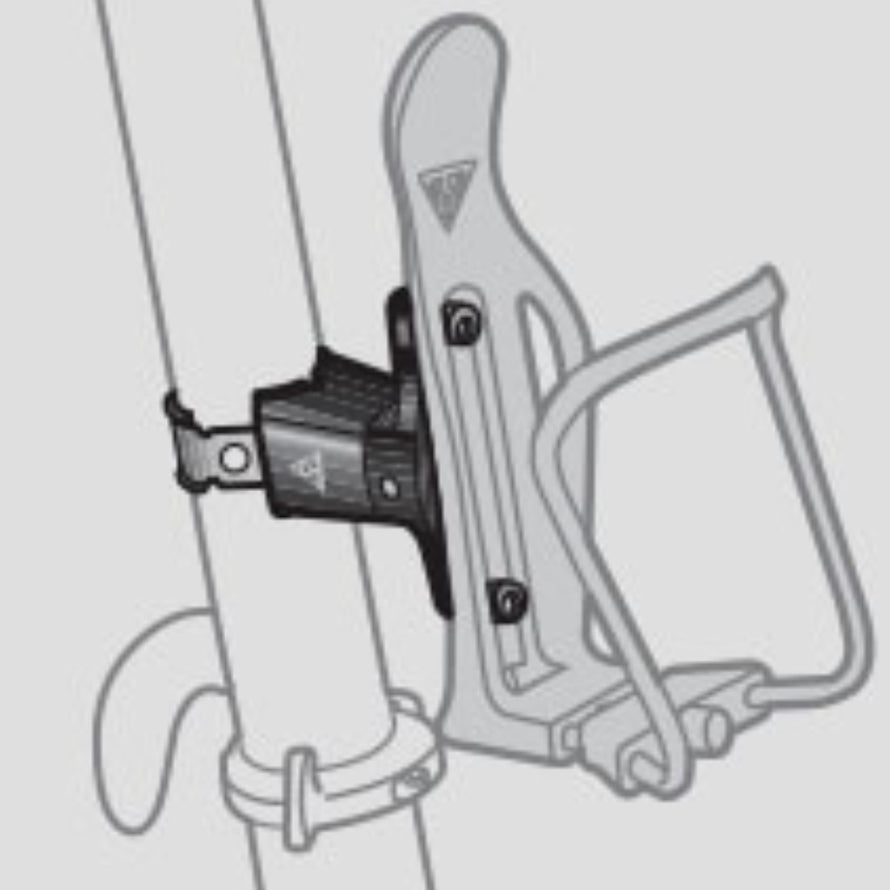 fixation tige de selle bidon velo Topeak Cagemount schéma