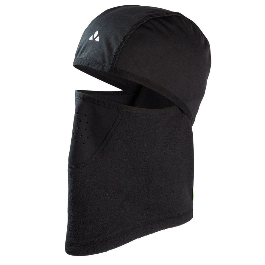 Cagoule Vaude pour cyclistes, avec bonnet sous casque et tour de cou polaire intégré.