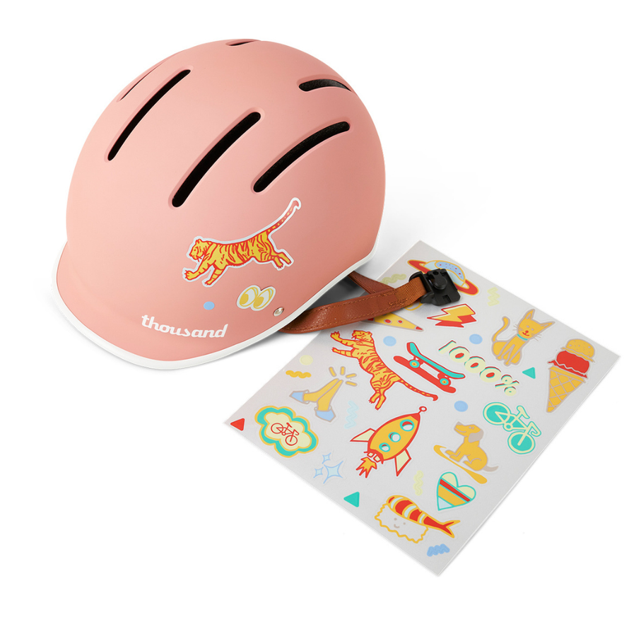 Casque vélo enfant Thousand Jr rose avec planche d’autocollants inclus