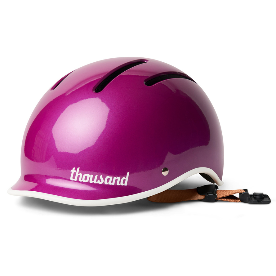 Vue trois quarts du casque vélo enfant Thousand Jr Vivid Violet
