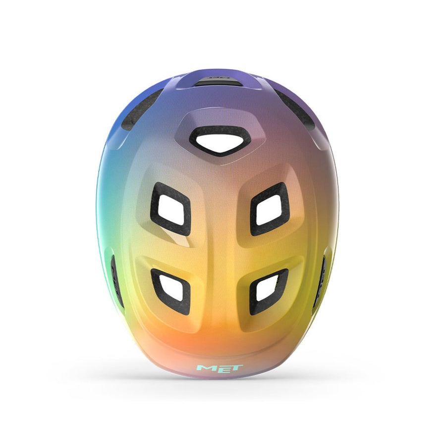 Casque enfant Hourra MET multicolore, compatible siège vélo, pour protection et confort optimal