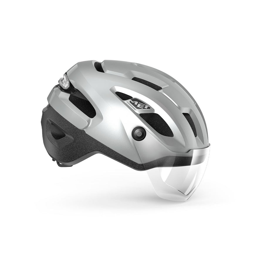 Casque Met Intercity Mips gris avec visière protectrice pour cyclisme urbain alliant style et sécurité