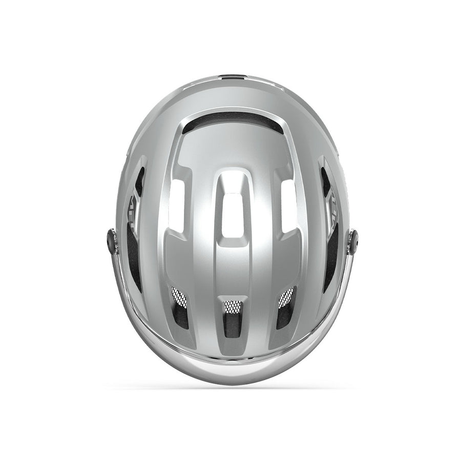 Casque Met Intercity Mips gris vue de dessus avec ventilation optimale pour cyclisme urbain sécurisé
