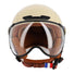 Casque urbain Optimiz O404 beige vintage avec visiere integrale et interieur confort en cuir marron
