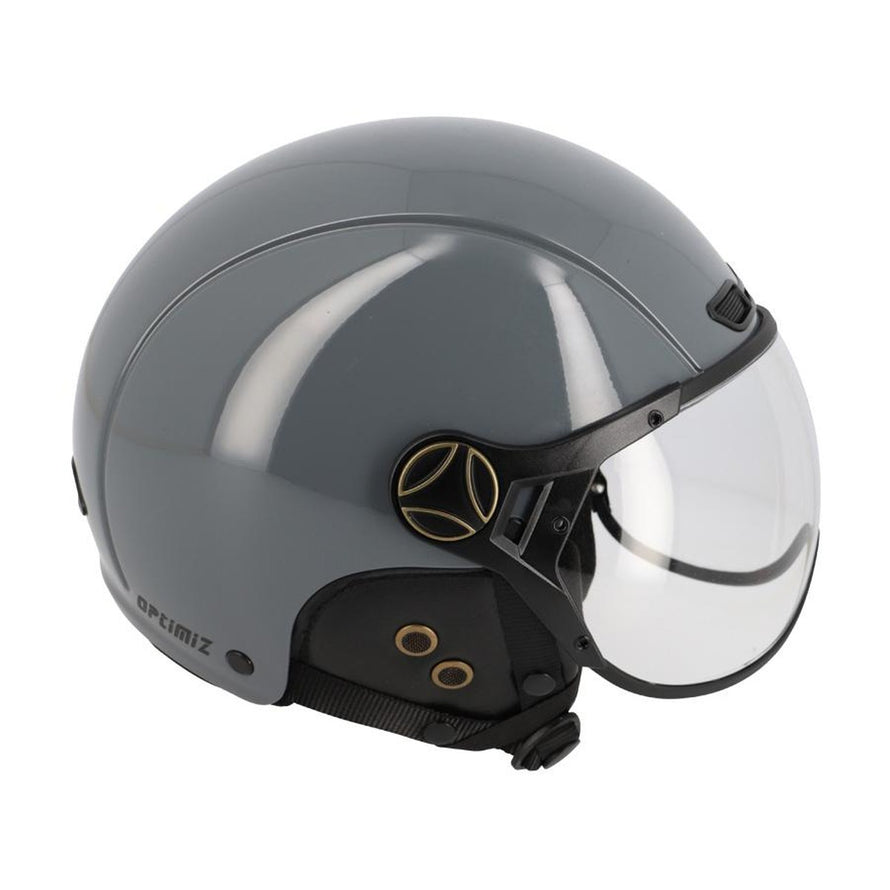 Casque urbain Optimiz O404 gris brillant avec visière transparente pour cyclistes en ville