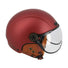 Casque urbain Optimiz O404 rouge mat avec visiere transparente et interieur en cuir marron pour cyclistes urbains