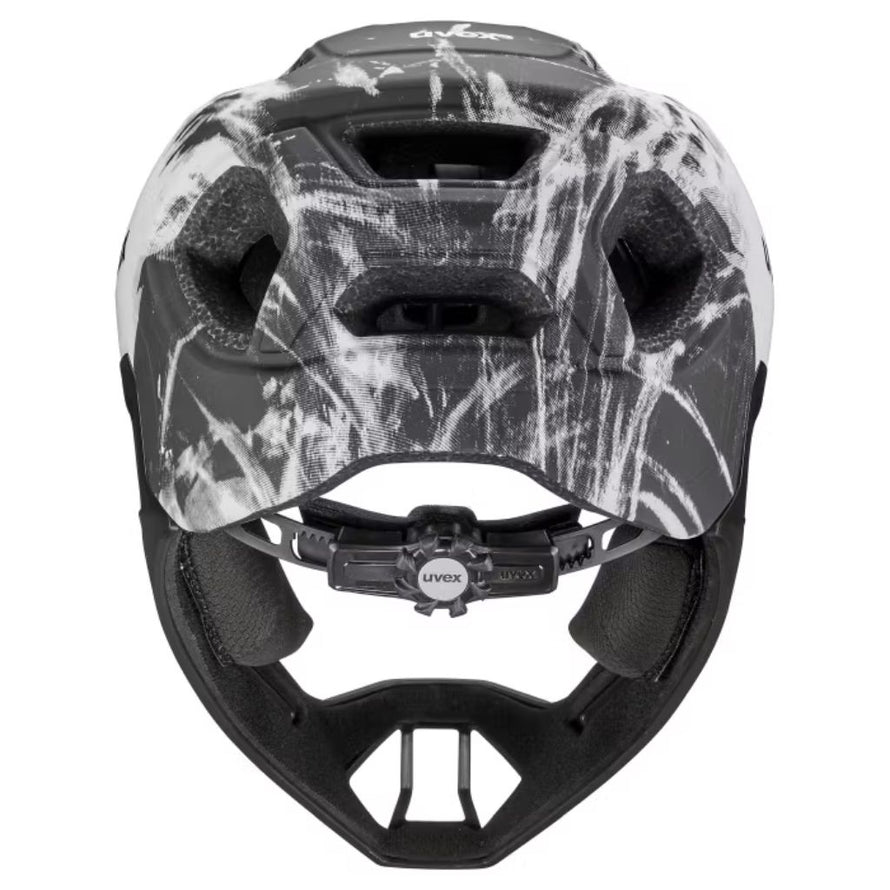 Vue arrière du casque enfant Uvex React Jr Fullface avec mentonnière