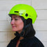 casque velo connecte cosmo connected fusion jaune avec visiere transparente porte par une femme