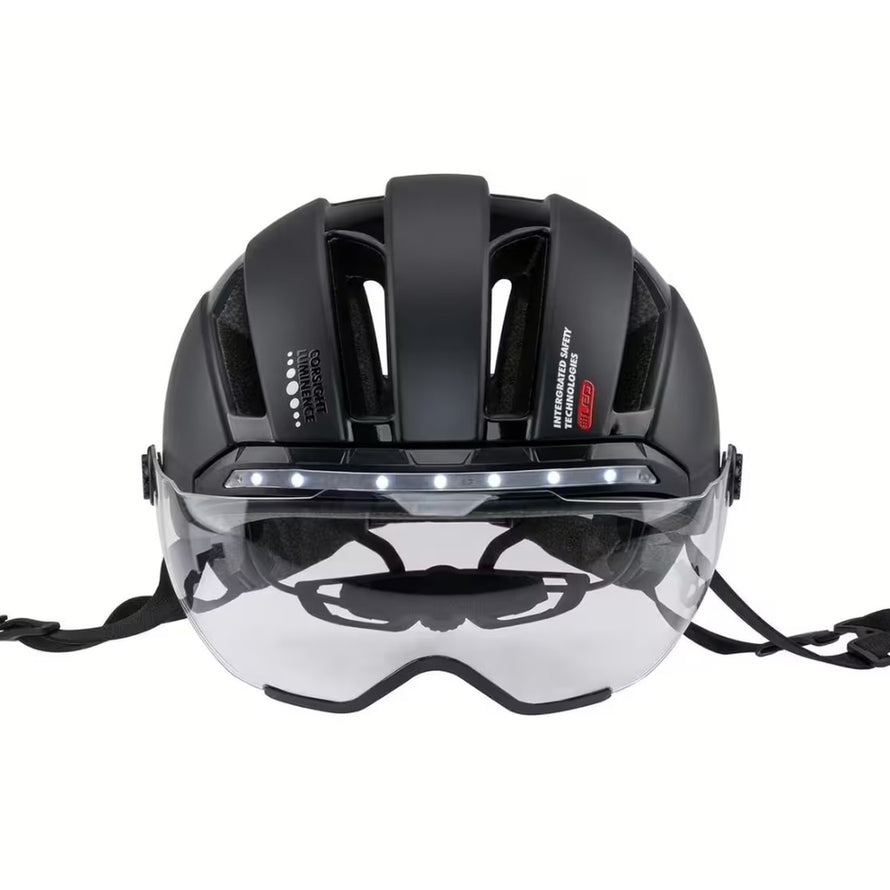 Casque vélo Contex Como 33 noir avec leds intégrées et visière pour sécurité et confort en circulation urbaine
