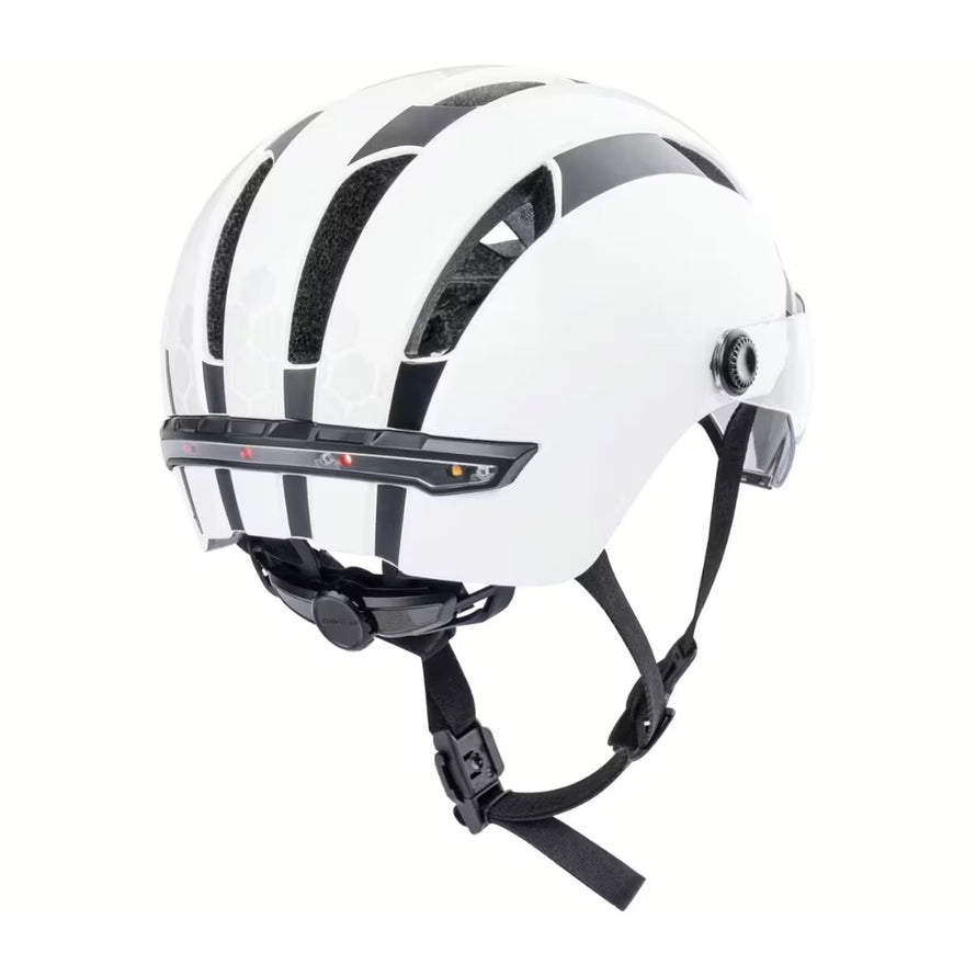 Casque vélo Contex Como 33 blanc avec leds clignotants pour une visibilité et sécurité renforcées en ville