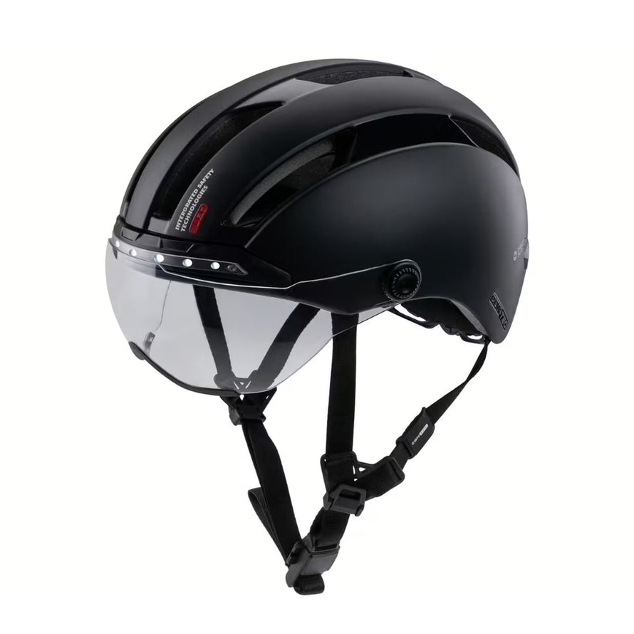 Casque vélo Contex Como 33 noir avec leds intégrées et visière pour sécurité urbaine optimale