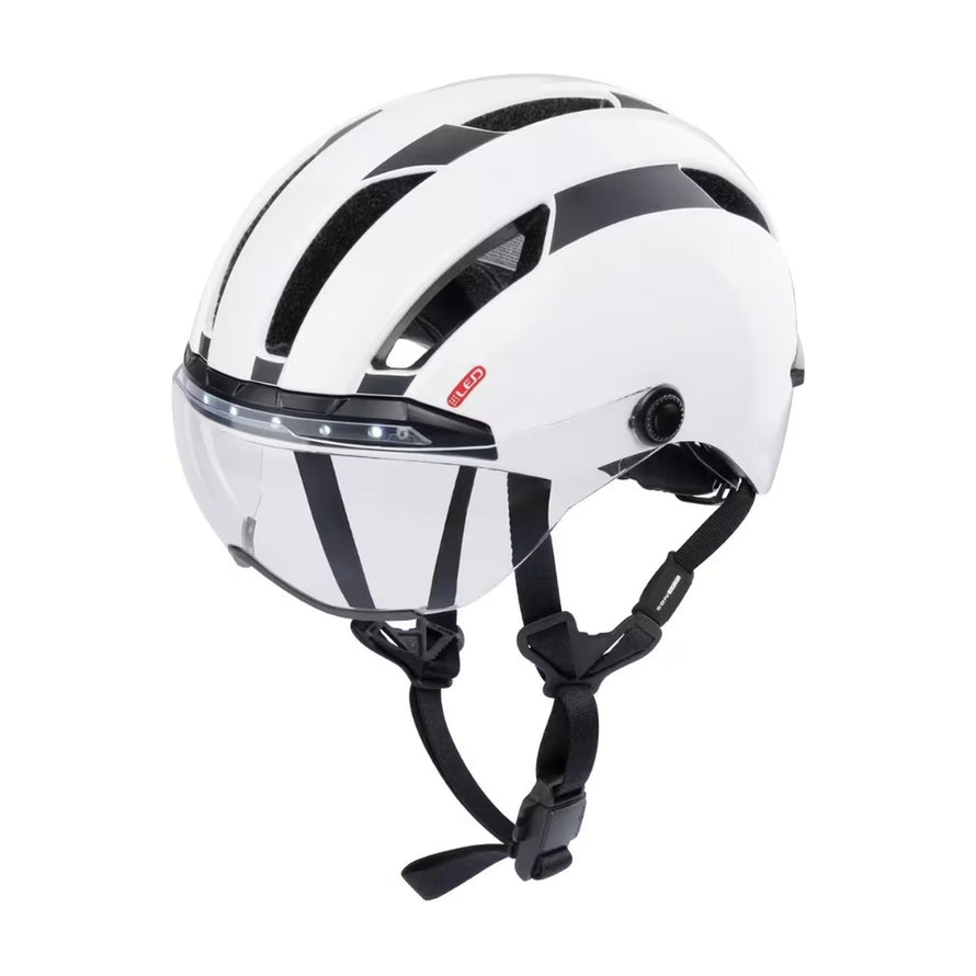 Casque vélo Contex Como 33 blanc avec leds et visière intégrée pour sécurité et confort en ville