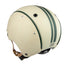 Casque vélo Cosmo Classic Casco crème avec rayures vertes et sangle cuir clair, design rétro et protection fiable