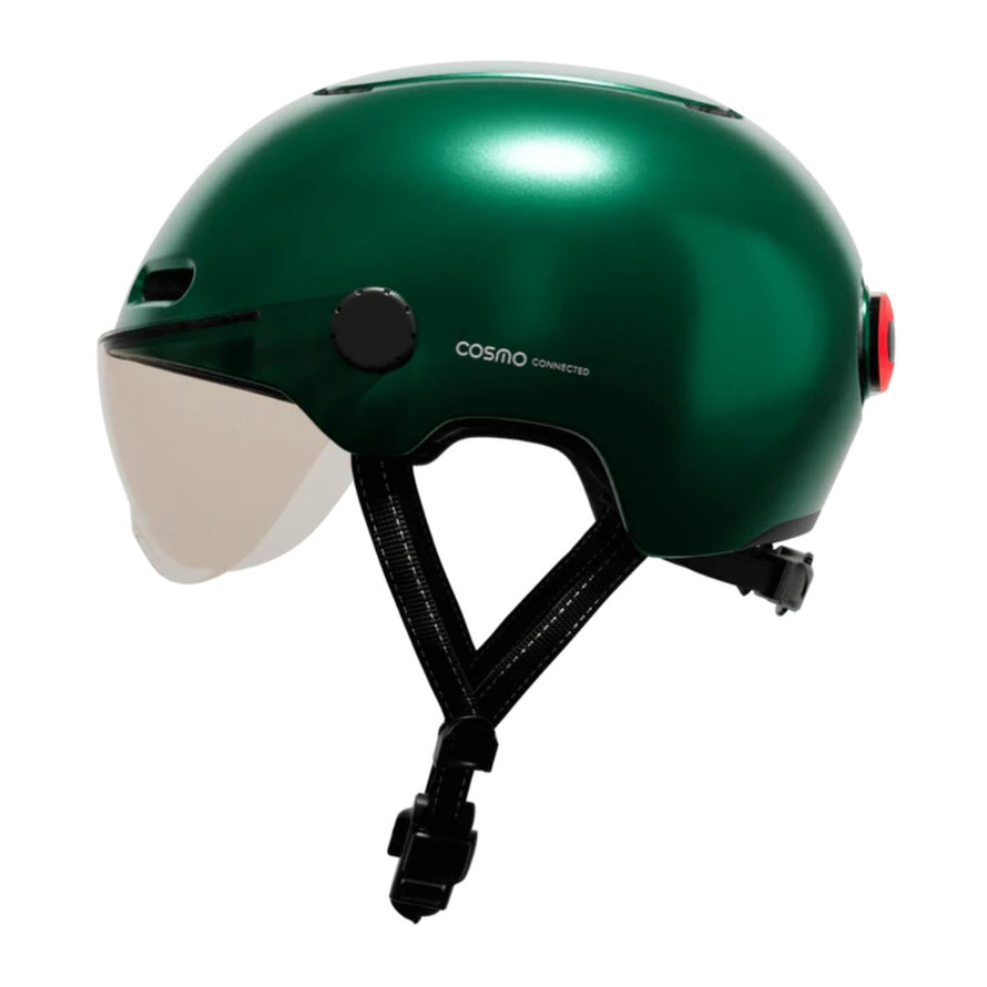 Casque velo connecté Cosmo Connected Fusion vert avec visière intégrée et système de sécurité avancé - vue 2