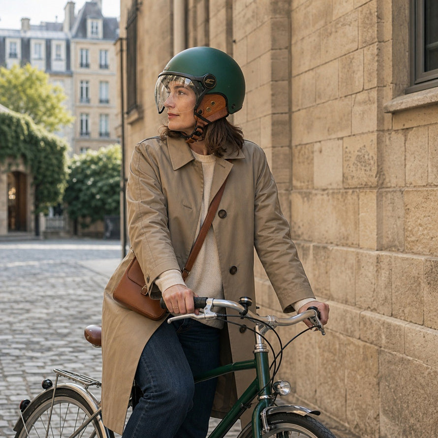 Casque velo electrique type jet avec visiere CGM EBI modele 20, design vintage et securite optimale