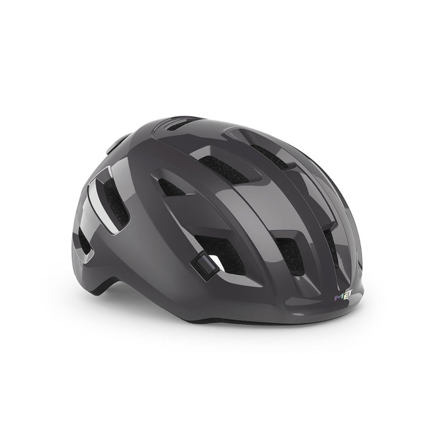 Casque MET E-Mob anthracite brillant avec feu integre pour velo electrique, securite et confort eleves