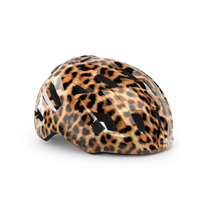 Casque velo electrique Met E-Mob avec feu integre motif leopard brillant pour securite et style unique