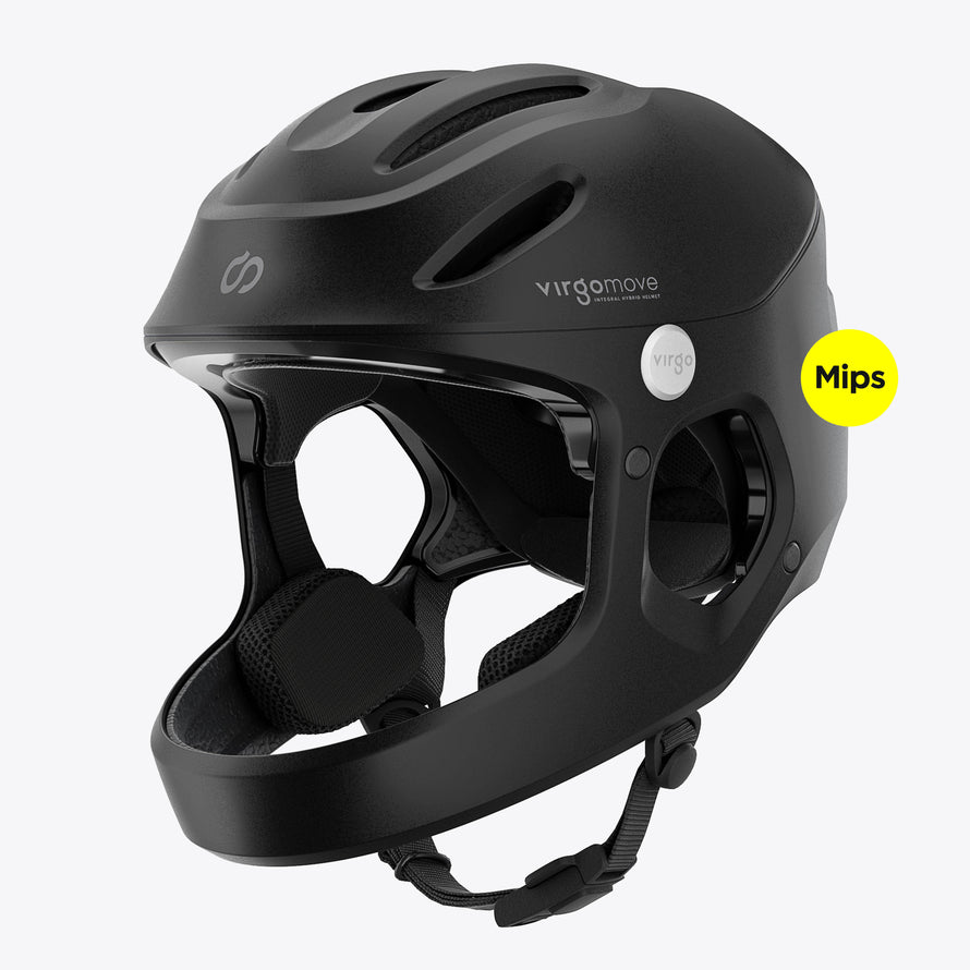 Casque vélo électrique Virgo Access Mips noir, modèle intégral avec mentonnière et aérations optimisées.