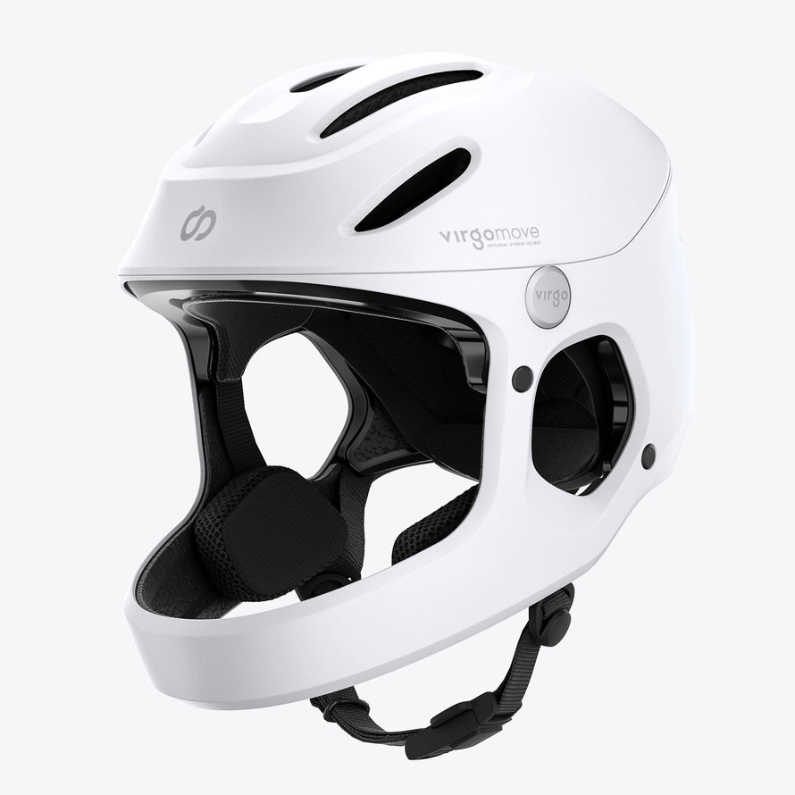 Casque vélo électrique Virgo Access blanc, avec design enveloppant et protection renforcée.