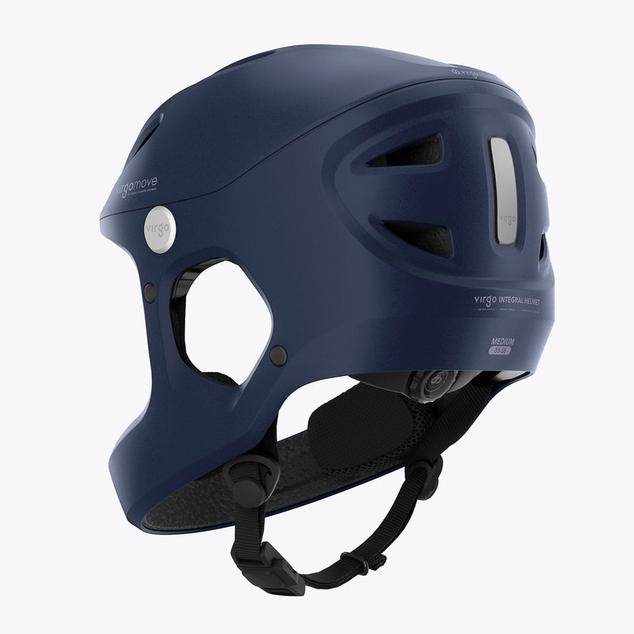 Casque Virgo Access bleu, vue arrière avec coque enveloppante et lignes modernes pour un usage urbain.