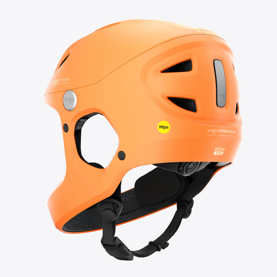 Casque vélo électrique Virgo Access Mips orange vu de dos, système de serrage et sécurité optimale en milieu urbain.