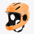 Casque intégral Virgo Access orange vif avec mentonnière et aérations, pour plus de visibilité en circulation.