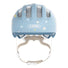 Casque vélo enfant Abus Smiley 3.0 FL.ACE LED bleu avec motifs étoiles et points, fermeture magnétique et éclairage arrière