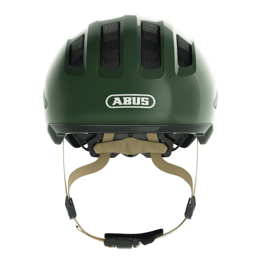 Casque vélo enfant Abus Smiley 3.0 FL.ACE LED vert foncé avec ventilation et fermeture magnétique sécurisée - vue 2