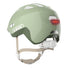 Casque vélo enfant Abus Smiley 3.0 FL.ACE LED vert sage avec éclairage arrière et fermeture magnétique sécurisée