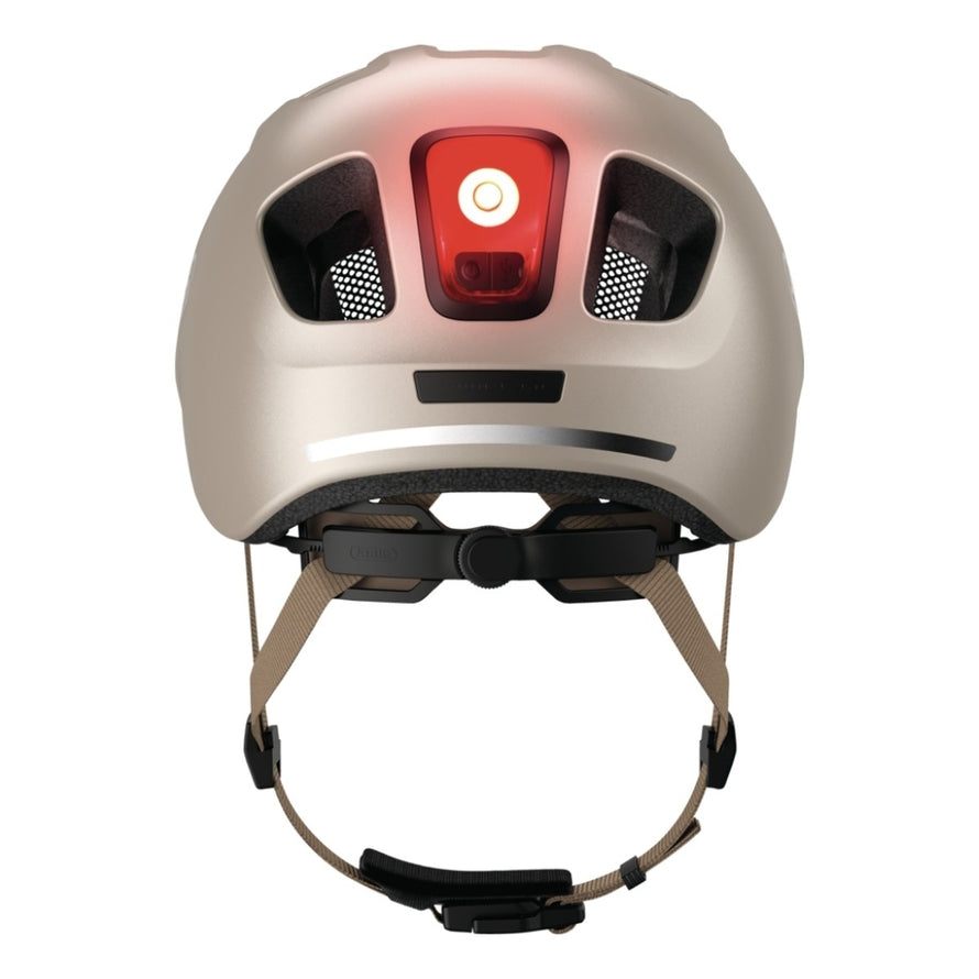 Casque velo enfant Abus Youn-I 3.0 beige avec feu LED arriere pour securite et confort ajustable - vue 3