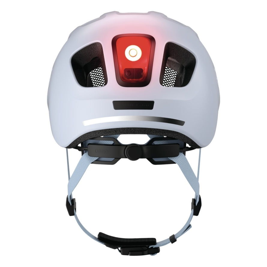 Casque velo enfant Abus Youn-I 3.0 blanc avec feu LED arriere pour securite et ajustement precis