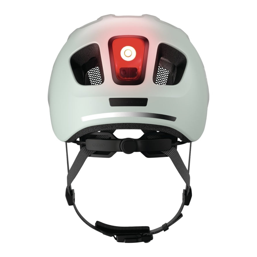 Casque velo enfant Abus Youn-I 3.0 blanc avec feu LED arriere pour visibilite et securite renforcees