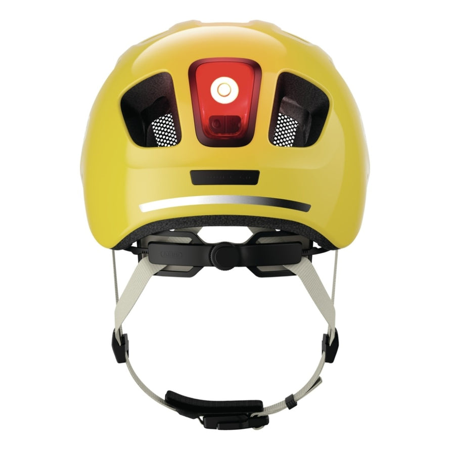 Casque velo enfant Abus Youn-I 3.0 jaune avec feu LED arriere pour securite et ajustement facile