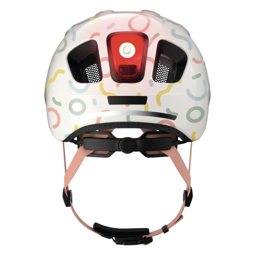 Casque velo enfant Abus Youn-I 3.0 multicolor avec feu LED arriere pour securite et style ludique