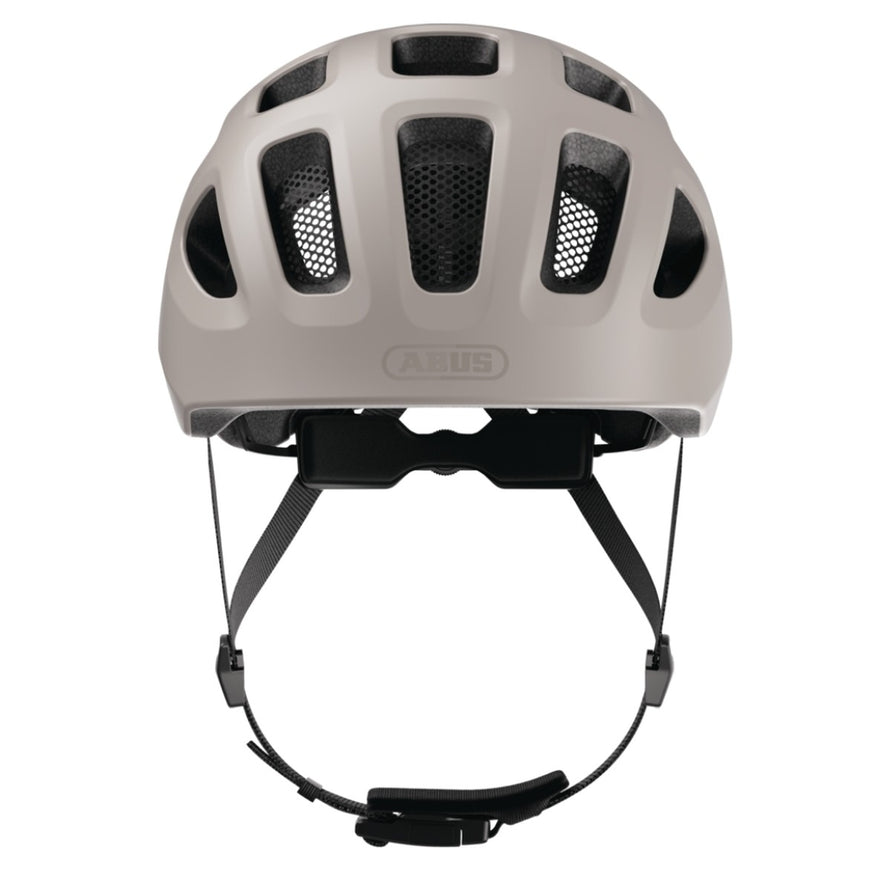 Casque velo enfant Abus Youn-I 3.0 beige avec feu LED arriere pour securite et confort ajustable
