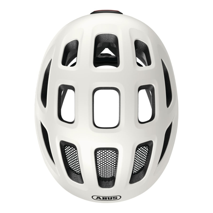 Casque velo enfant Abus Youn-I 3.0 blanc avec feu LED arriere pour securite et ventilation efficace
