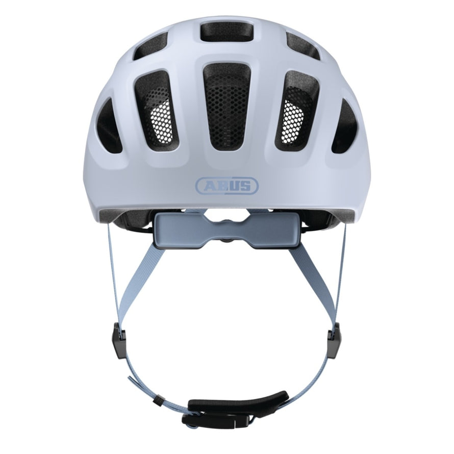 Casque velo enfant Abus Youn-I 3.0 bleu pale avec feu LED arriere pour securite et ajustement precise
