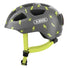 Casque velo enfant Abus Youn-I 3.0 gris avec motifs eclairs jaune et feu LED arriere pour securite optimale