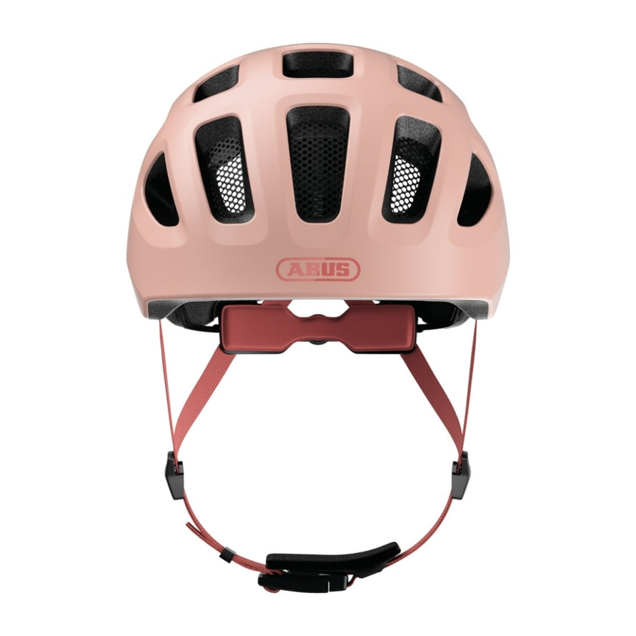 Casque velo enfant Abus Youn-I 3.0 rose avec feu LED arriere pour securite et ajustement precis
