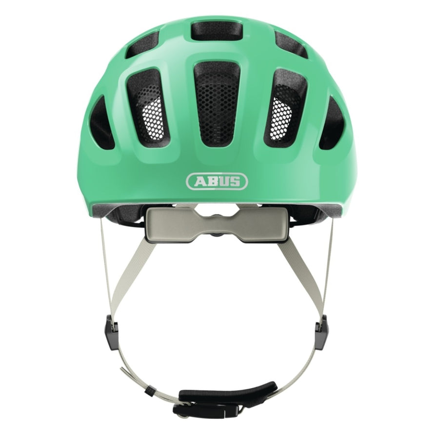 Casque velo enfant Abus Youn-I 3.0 vert avec feu LED arriere pour securite et ajustement parfait