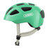 Casque velo enfant Abus Youn-I 3.0 vert clair avec feu LED arriere pour securite et confort ajustable