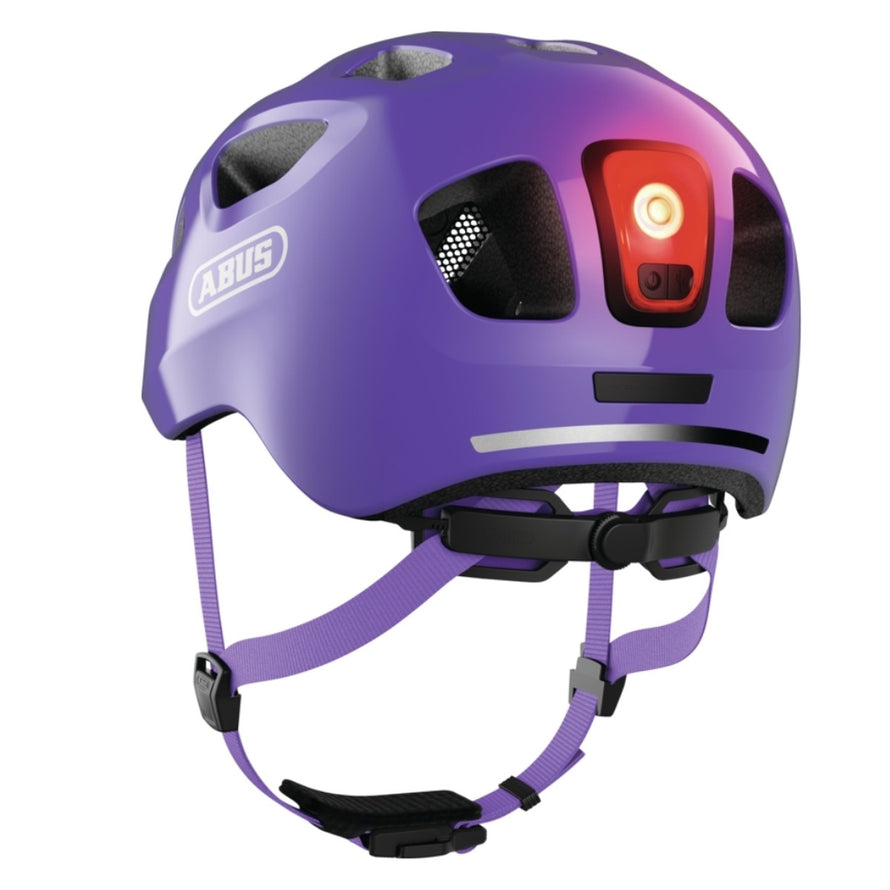 Casque velo enfant Abus Youn-I 3.0 violet avec feu LED arriere pour securite et confort ajustable - vue 3