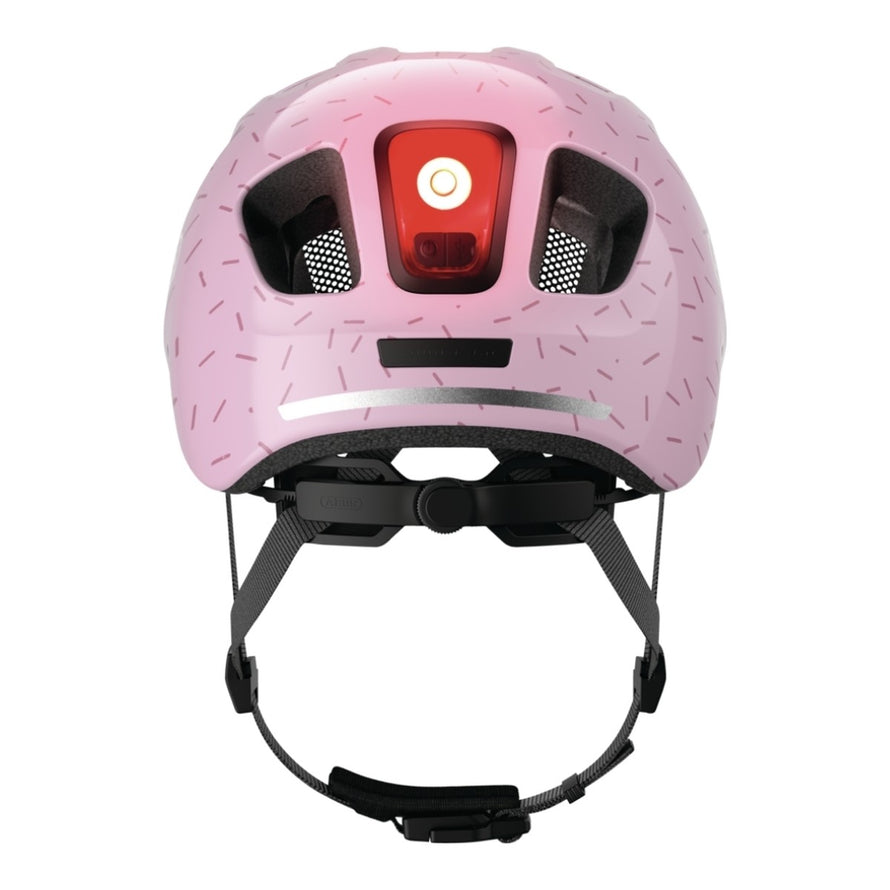 Casque velo enfant Abus Youn-I 3.0 rose avec feu LED arriere pour securite et confort ajustable - vue 4