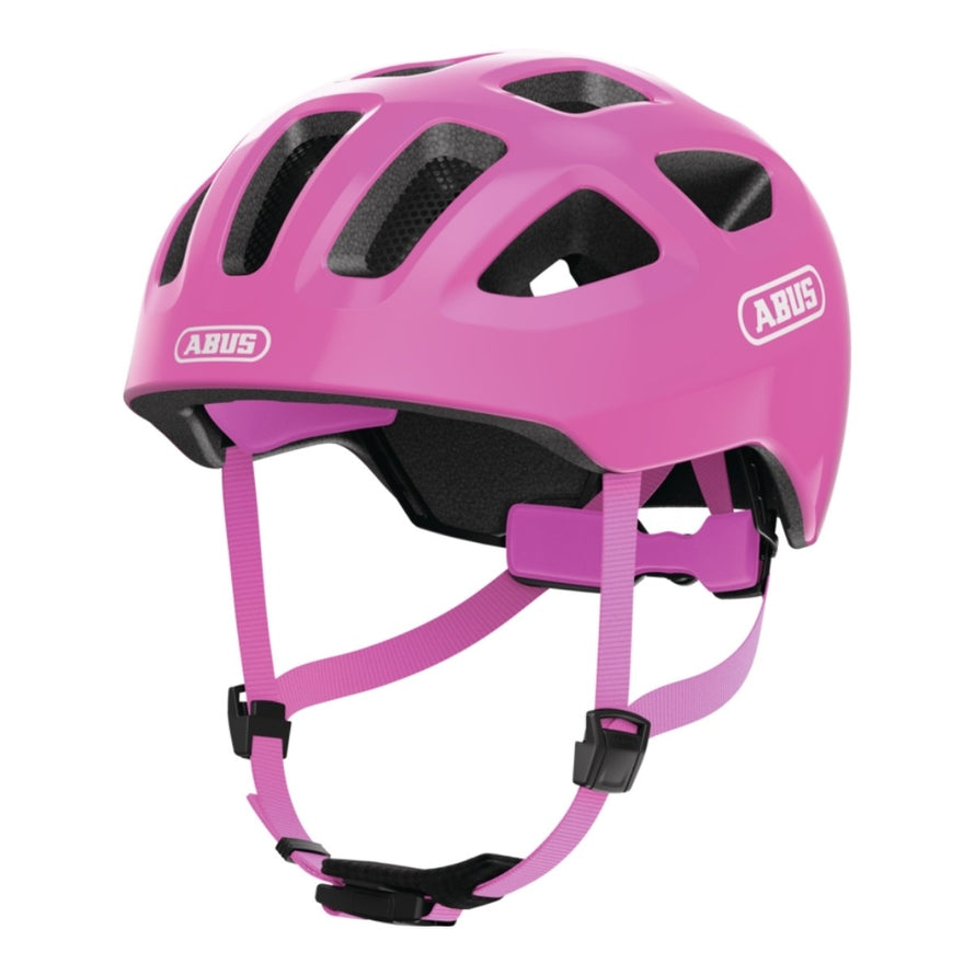 Casque vélo enfant Abus Youn-I 3.0 rose avec feu LED arrière pour sécurité et confort ajustable - vue 6