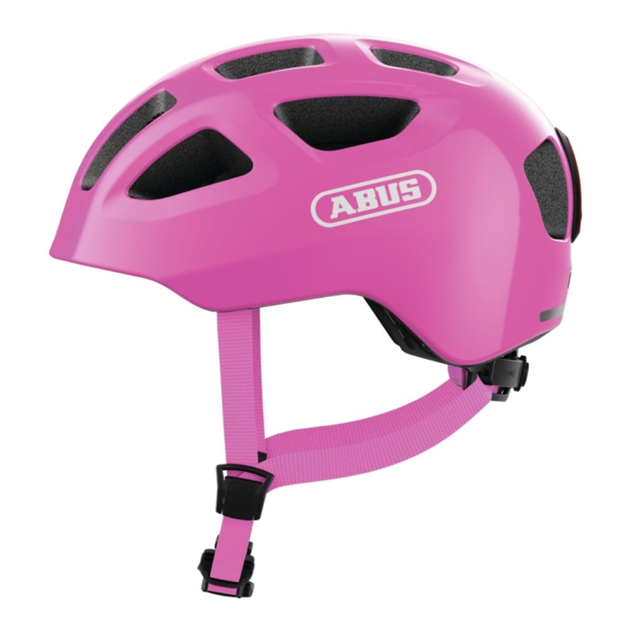 Casque velo enfant Abus Youn-I 3.0 rose avec feu LED arriere pour securite et ajustement confortable - vue 4