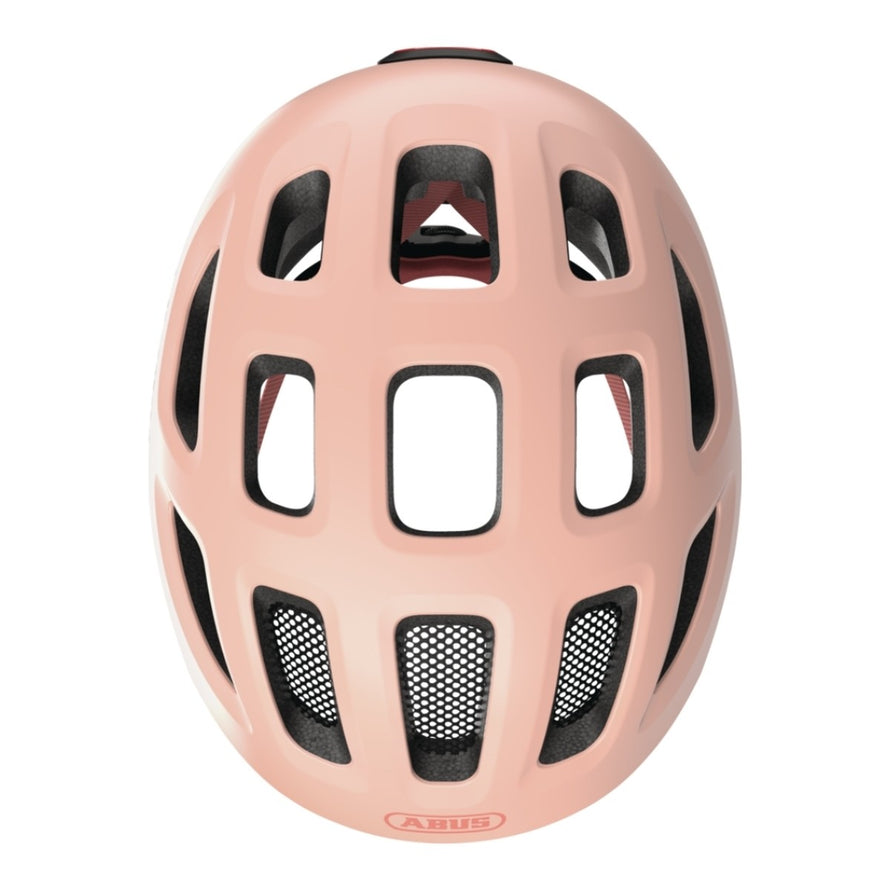 Casque velo enfant Abus Youn-I 3.0 rose avec feu LED arriere pour securite et ventilation efficace