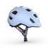 Casque velo enfant Hourra MET bleu clair avec sangle multicolore, compatible siege velo enfant pour protection et confort